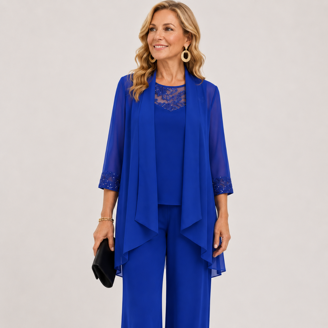 Eleonora — Completo con giacca fluida e pantaloni a gamba larga