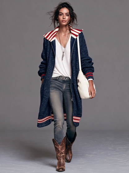 Adelina — Cardigan color block con zip