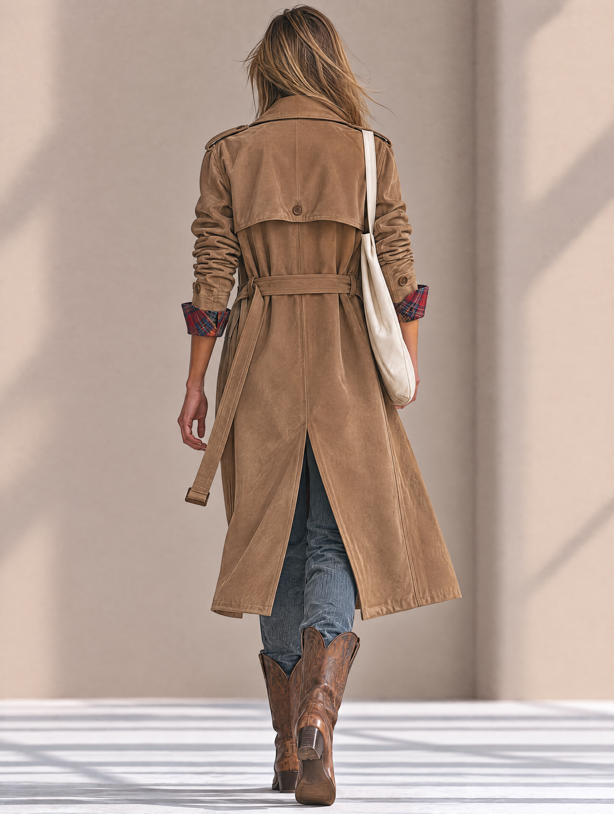Maurizia — Cappotto a quadri in camoscio