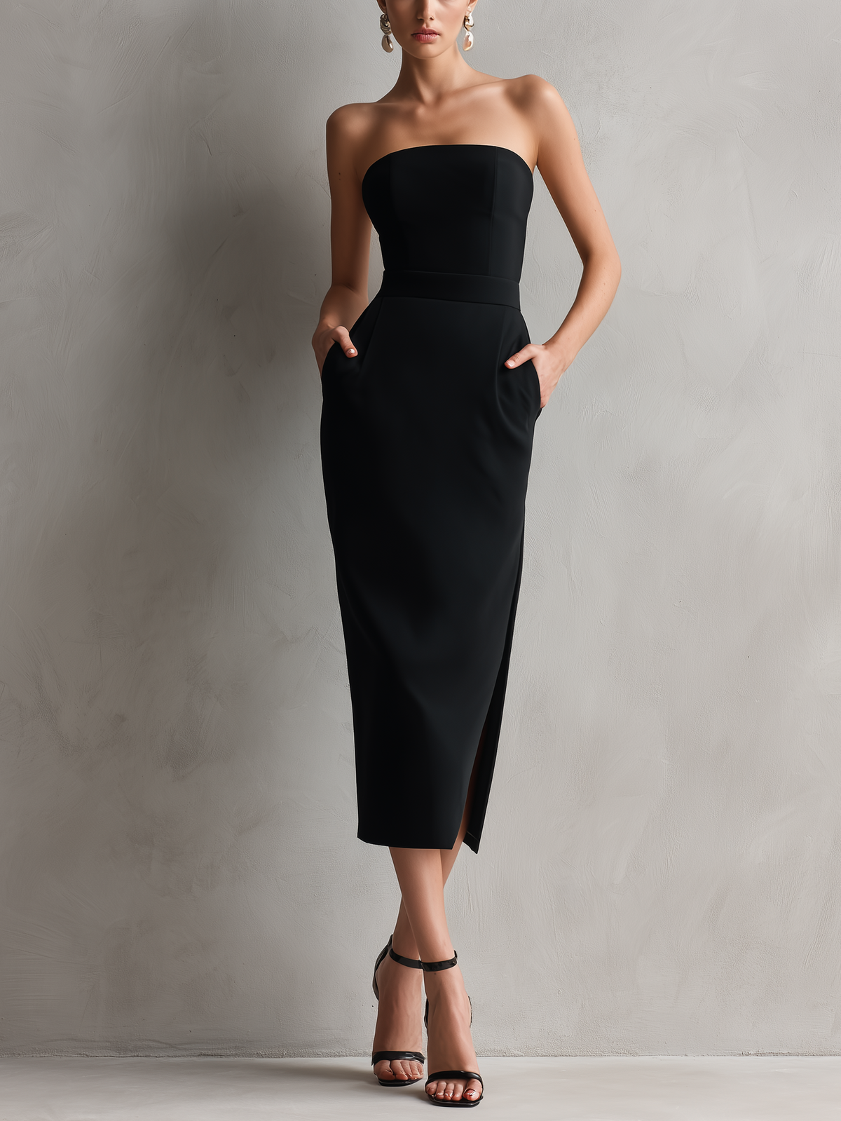 Antonietta — Abito midi in maglia elasticizzata senza maniche