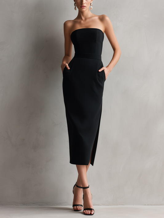 Antonietta — Abito midi in maglia elasticizzata senza maniche