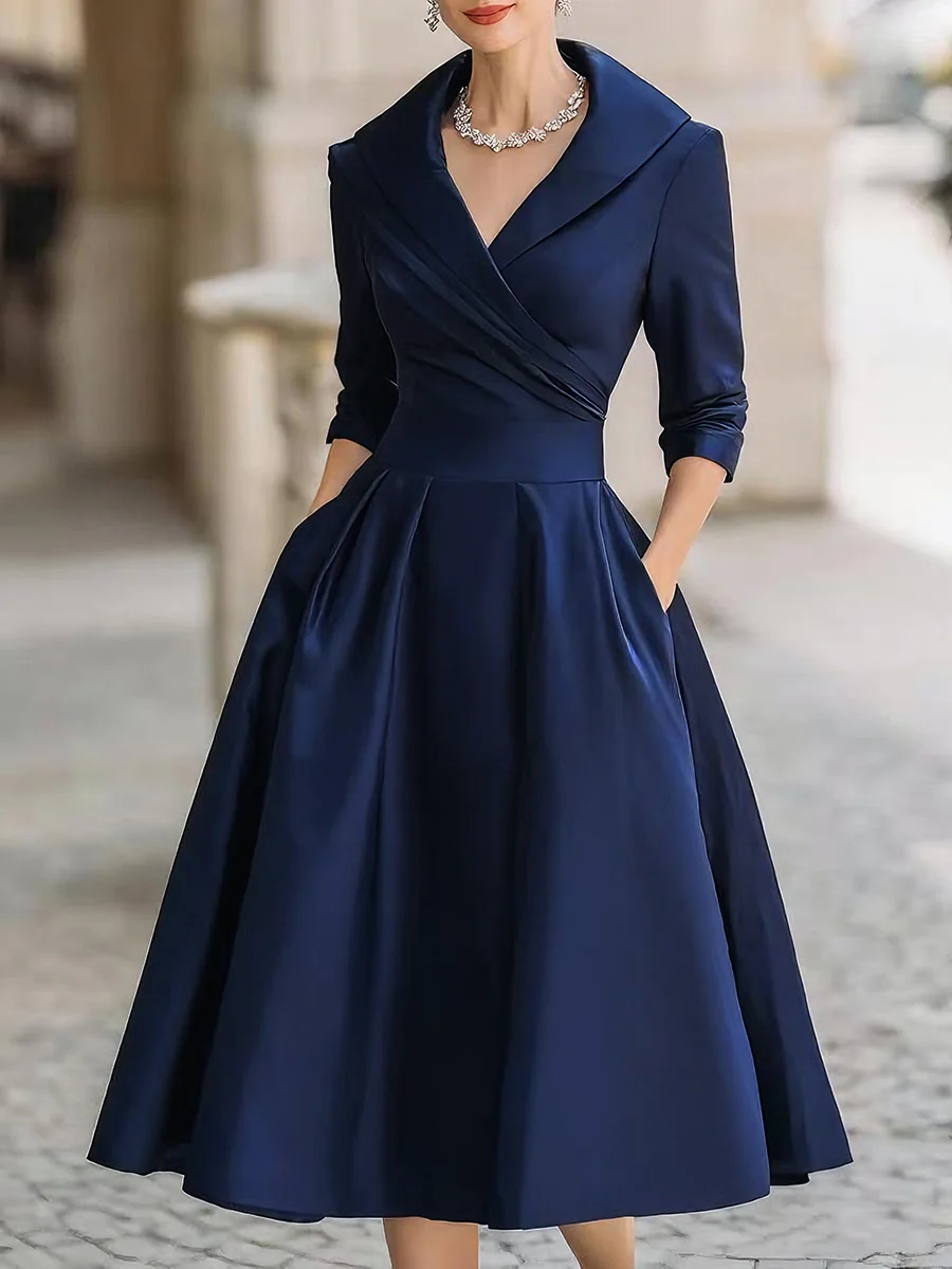 Monica — Abito midi in raso con scollo a V
