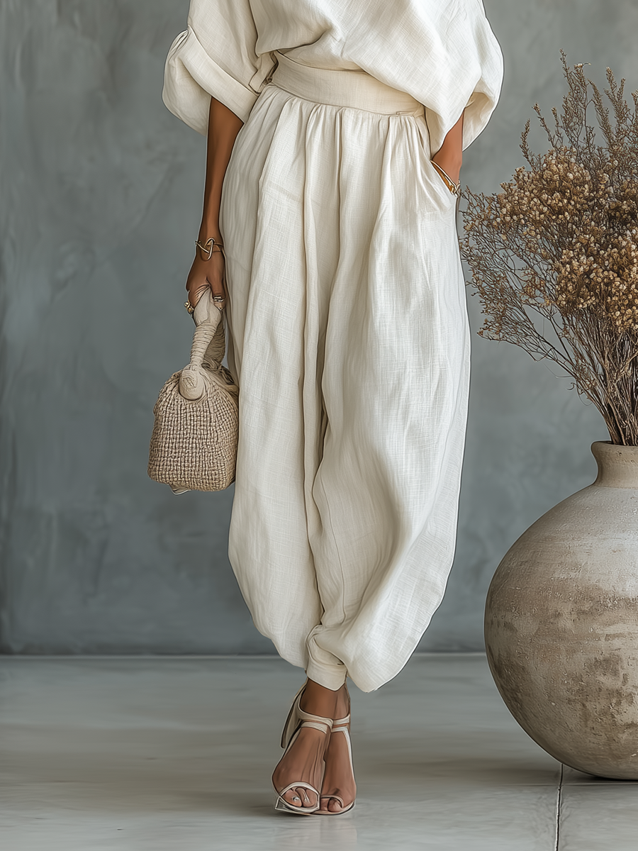 Asia — Completo due pezzi in lino con pantaloni