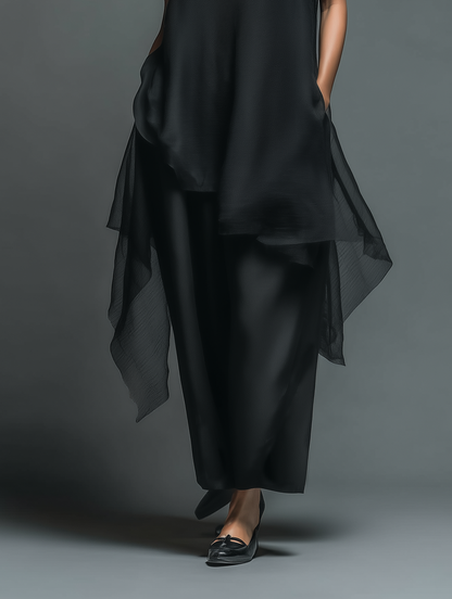 Camelia — Abito lungo in chiffon con girocollo