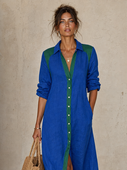 Umberta — Abito camicia color block