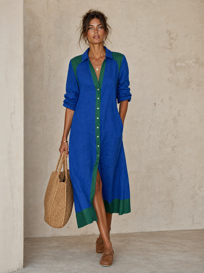 Umberta — Abito camicia color block