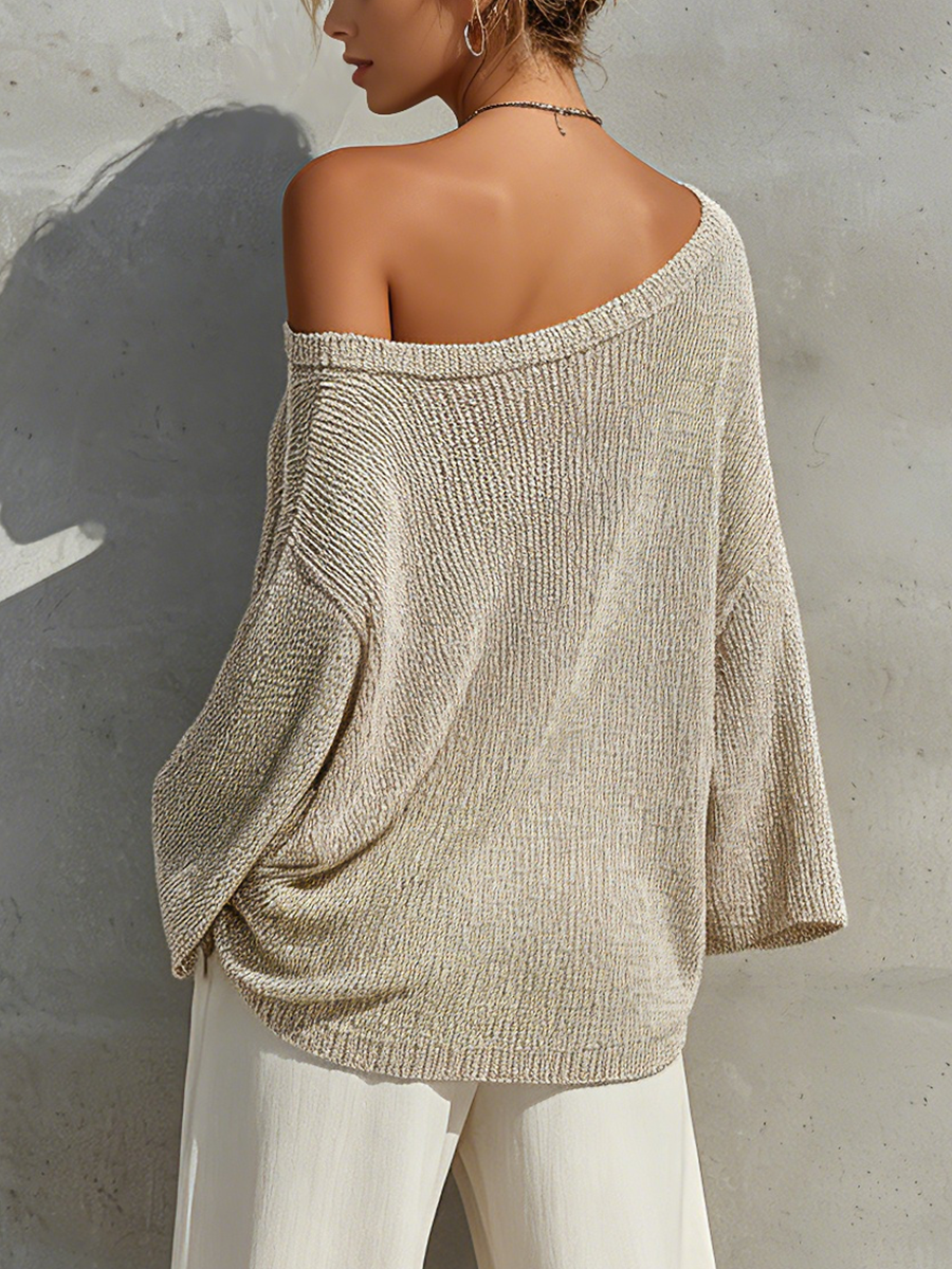 Mariella — Blusa in maglia a coste con spalle scoperte