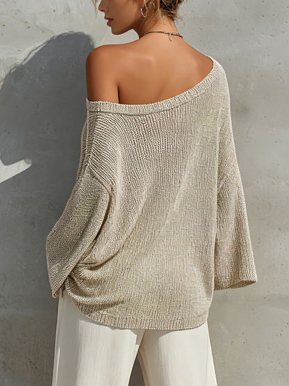 Mariella — Blusa in maglia a coste con spalle scoperte