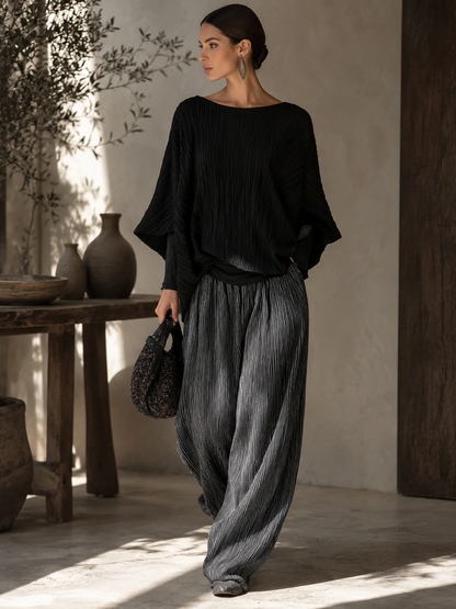 Ester — Completo plissettato con top a pipistrello