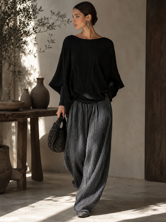 Ester — Completo plissettato con top a pipistrello