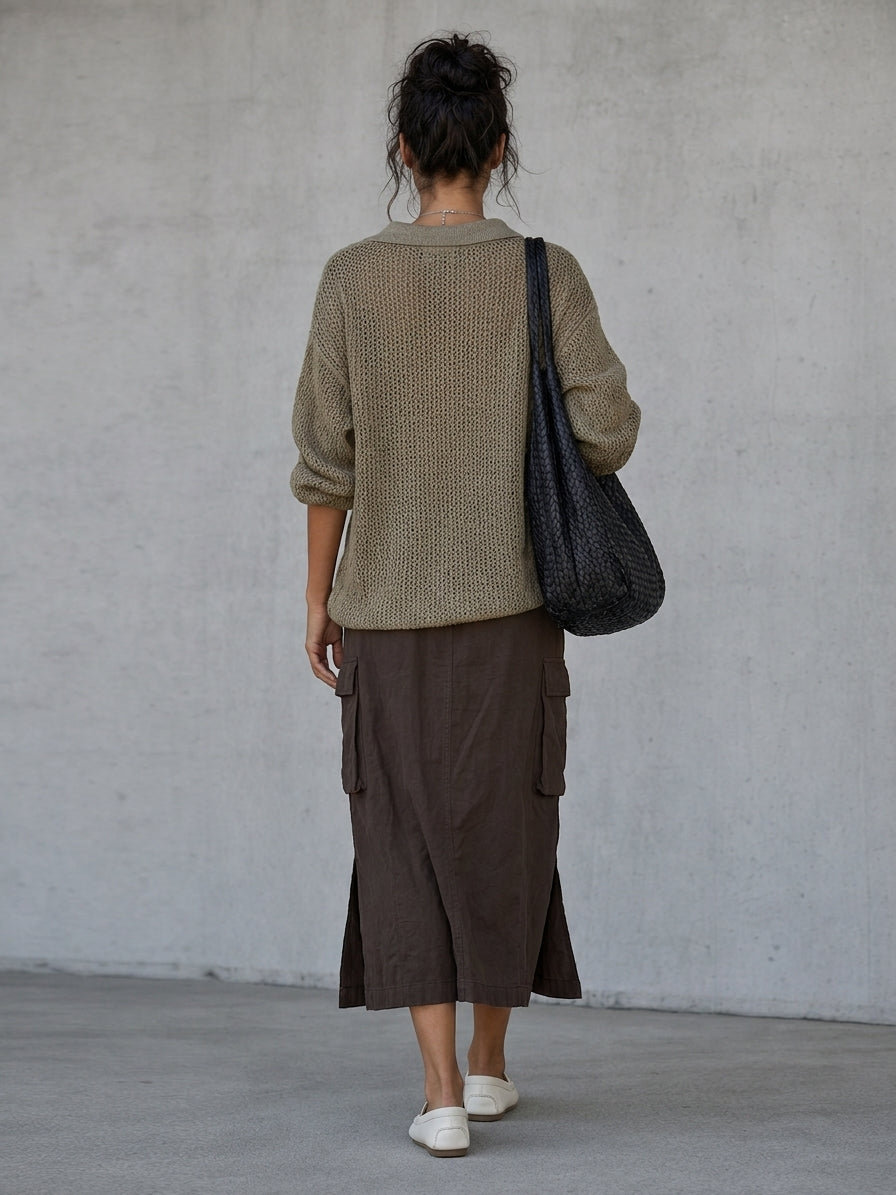 Nives — Maglione in maglia con mezza zip