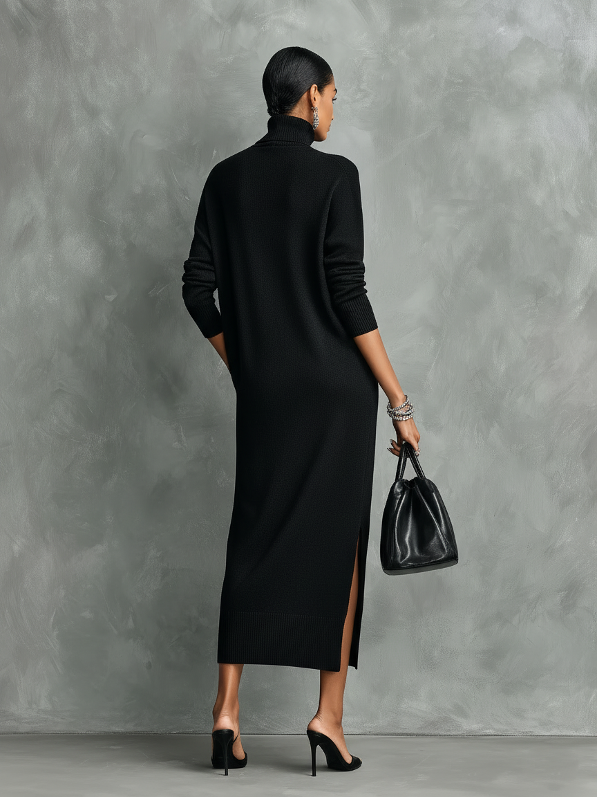 Laura — Abito midi in maglia con collo alto