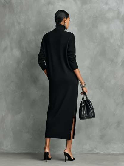 Laura — Abito midi in maglia con collo alto