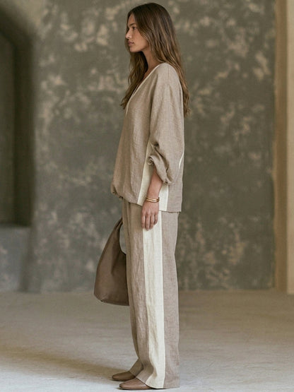 Gaia — Completo loungewear in lino color block