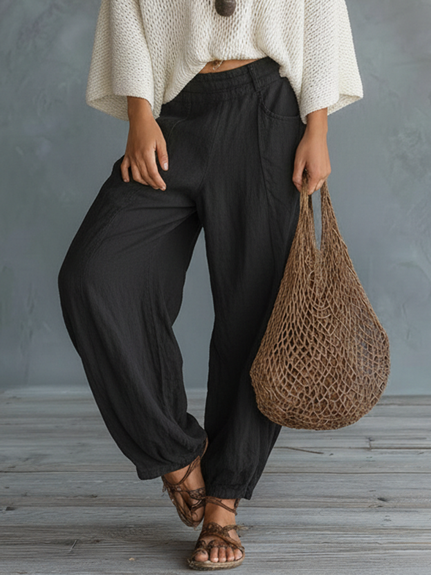 Bianca — Completo due pezzi in maglia con pantaloni harem