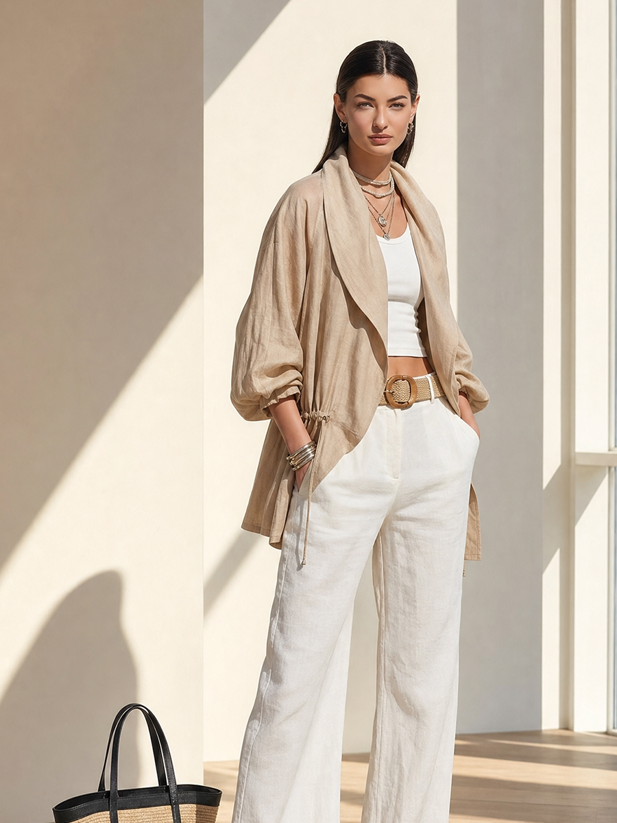 Alessandra — Giacca oversize in tencel con revers