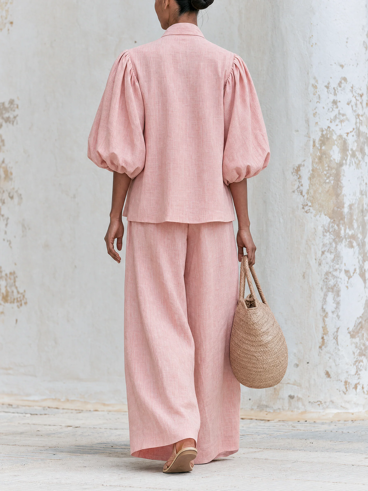 Delia — Completo con top a fiocco e pantaloni a gamba larga