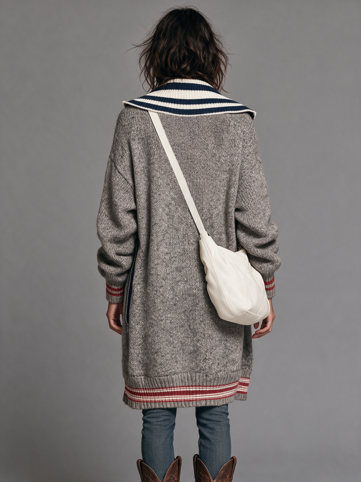 Adelina — Cardigan color block con zip