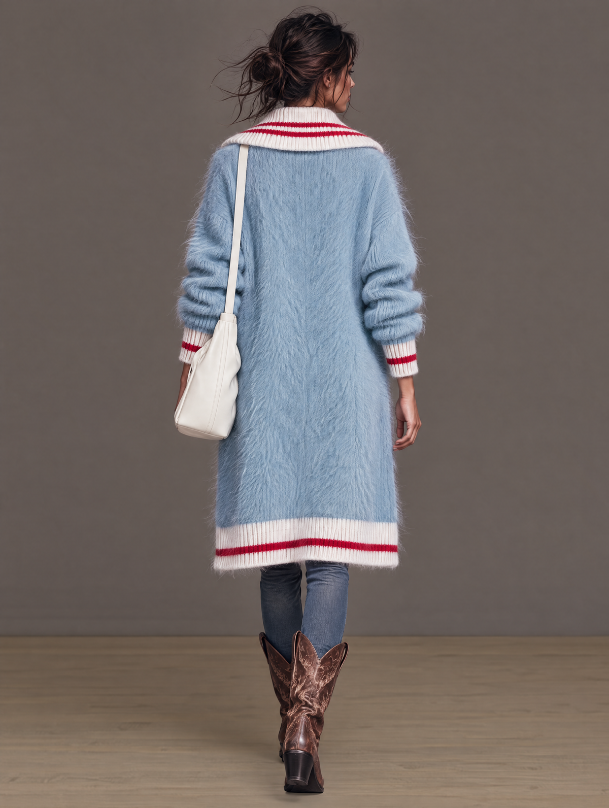 Martina — Cardigan monopetto in mohair con revers