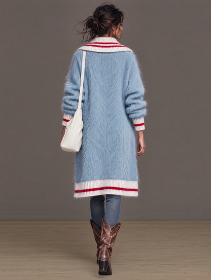 Martina — Cardigan monopetto in mohair con revers