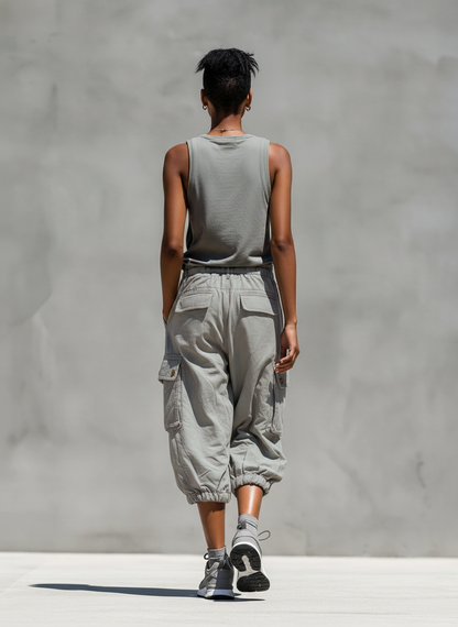 Fedora — Completo due pezzi in cotone con pantaloni jogger grigio