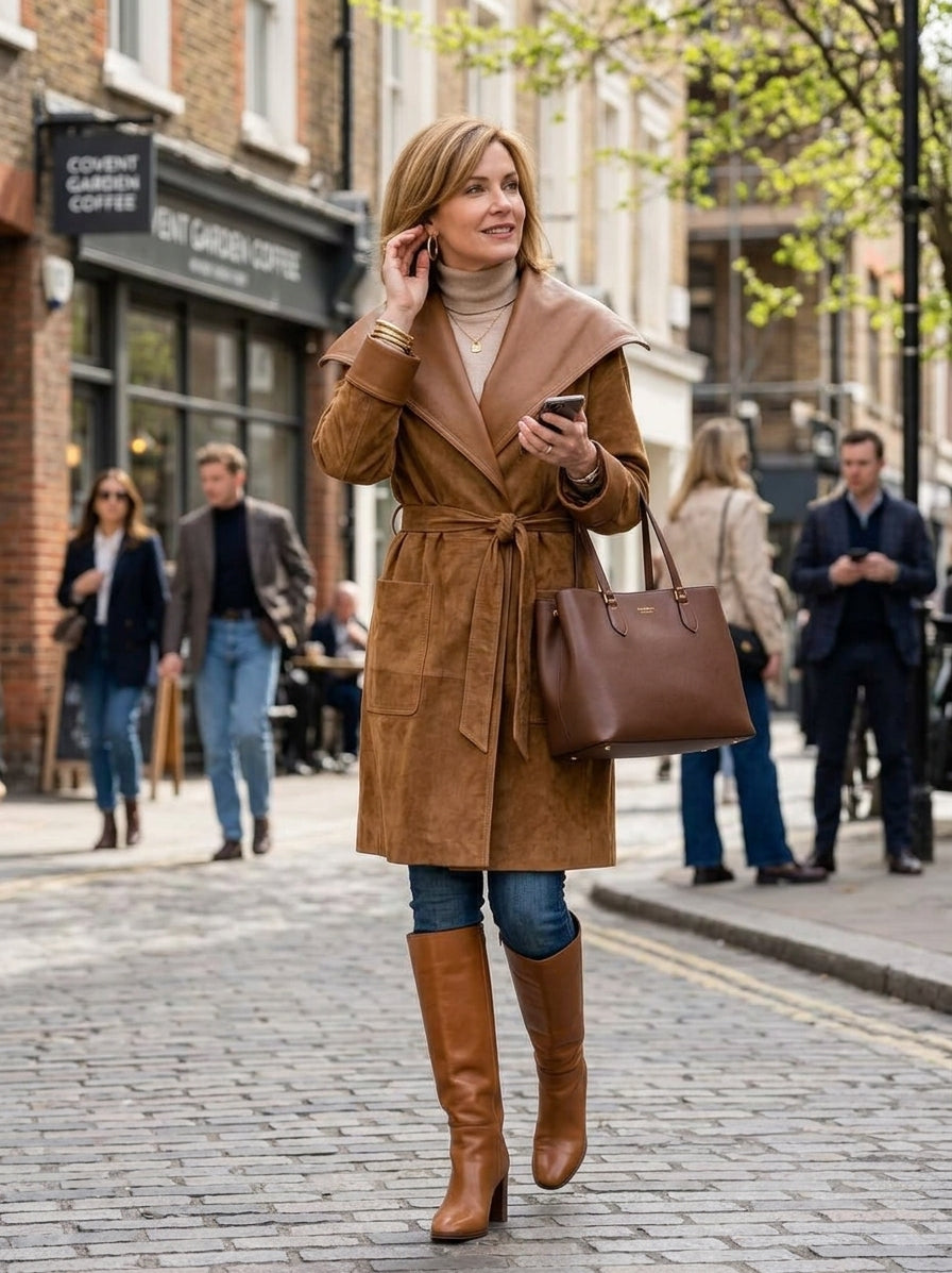 Rosmunda — Cappotto in camoscio con revers