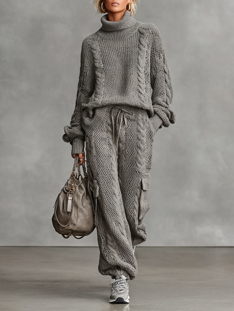 Aurelia — Completo due pezzi in maglia con pantaloni cargo