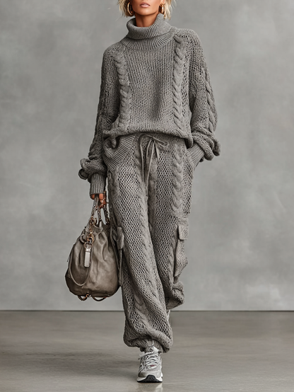Aurelia — Completo due pezzi in maglia con pantaloni cargo