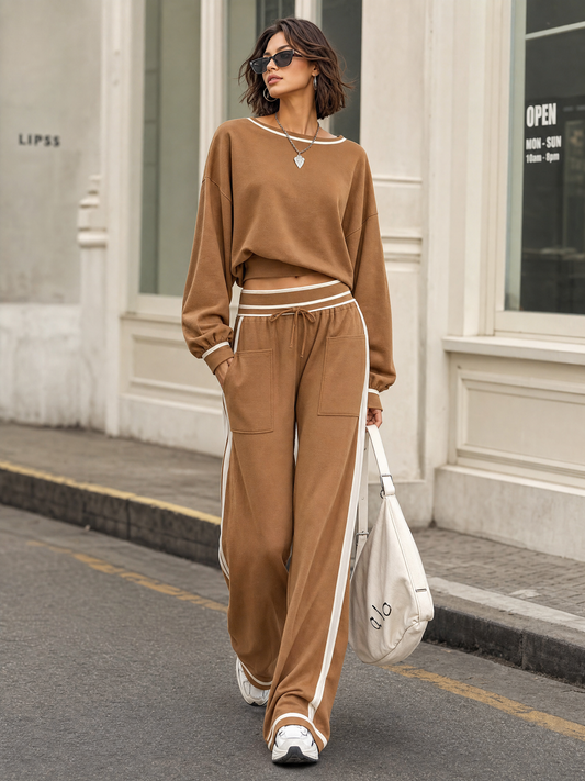 Filomena — Completo loungewear in felpa di cotone con pantaloni