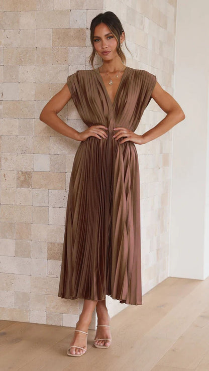 Edda — Abito midi in raso con scollo a V
