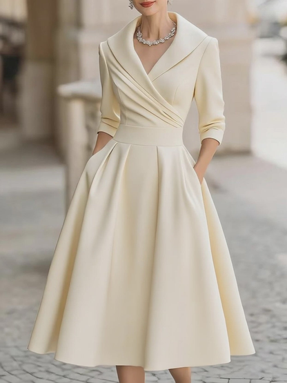 Monica — Abito midi in raso con scollo a V