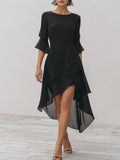 Alda — Abito midi in chiffon con maniche svasate
