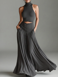 Cosima — Abito in maglia in maglia elasticizzata con collo alto