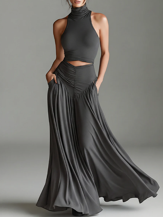 Cosima — Abito in maglia in maglia elasticizzata con collo alto