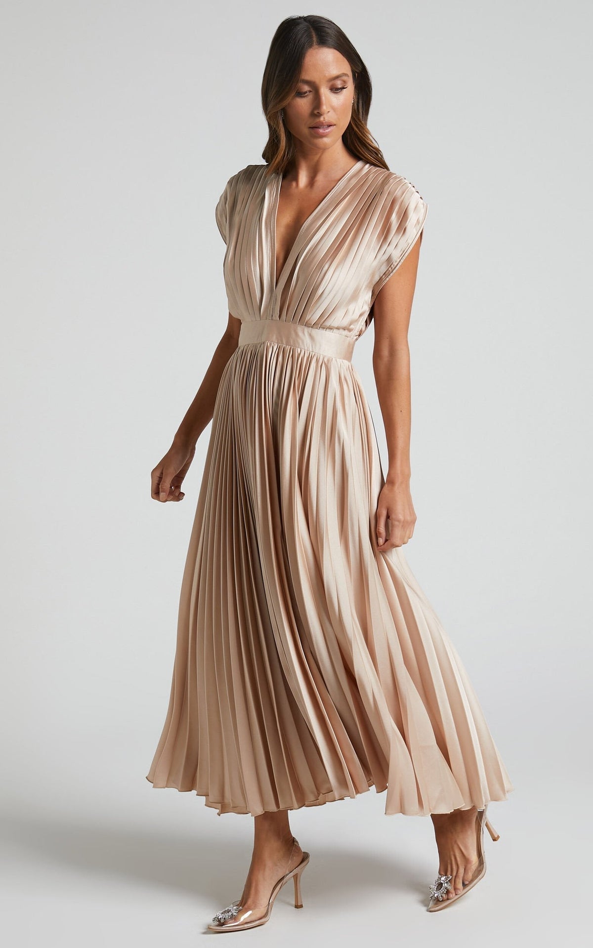 Edda — Abito midi in raso con scollo a V