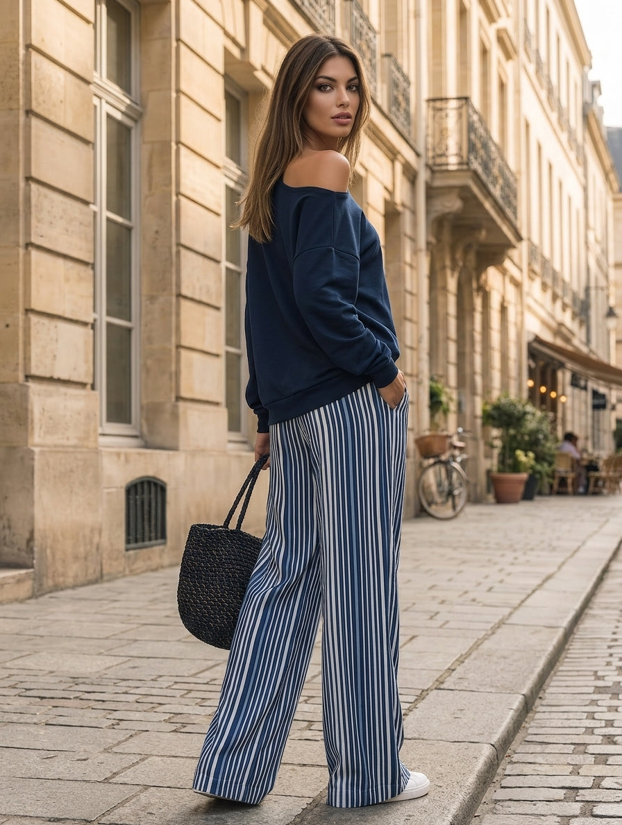 Flaminia — Completo due pezzi in felpa di cotone a righe