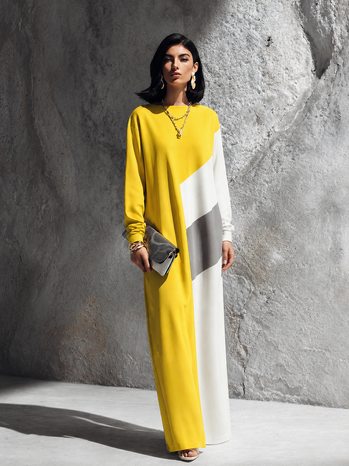 Ascensione — Abito lungo in cotone color block