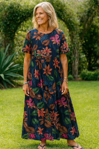 Livia — Abito midi a fiori con manica a farfalla