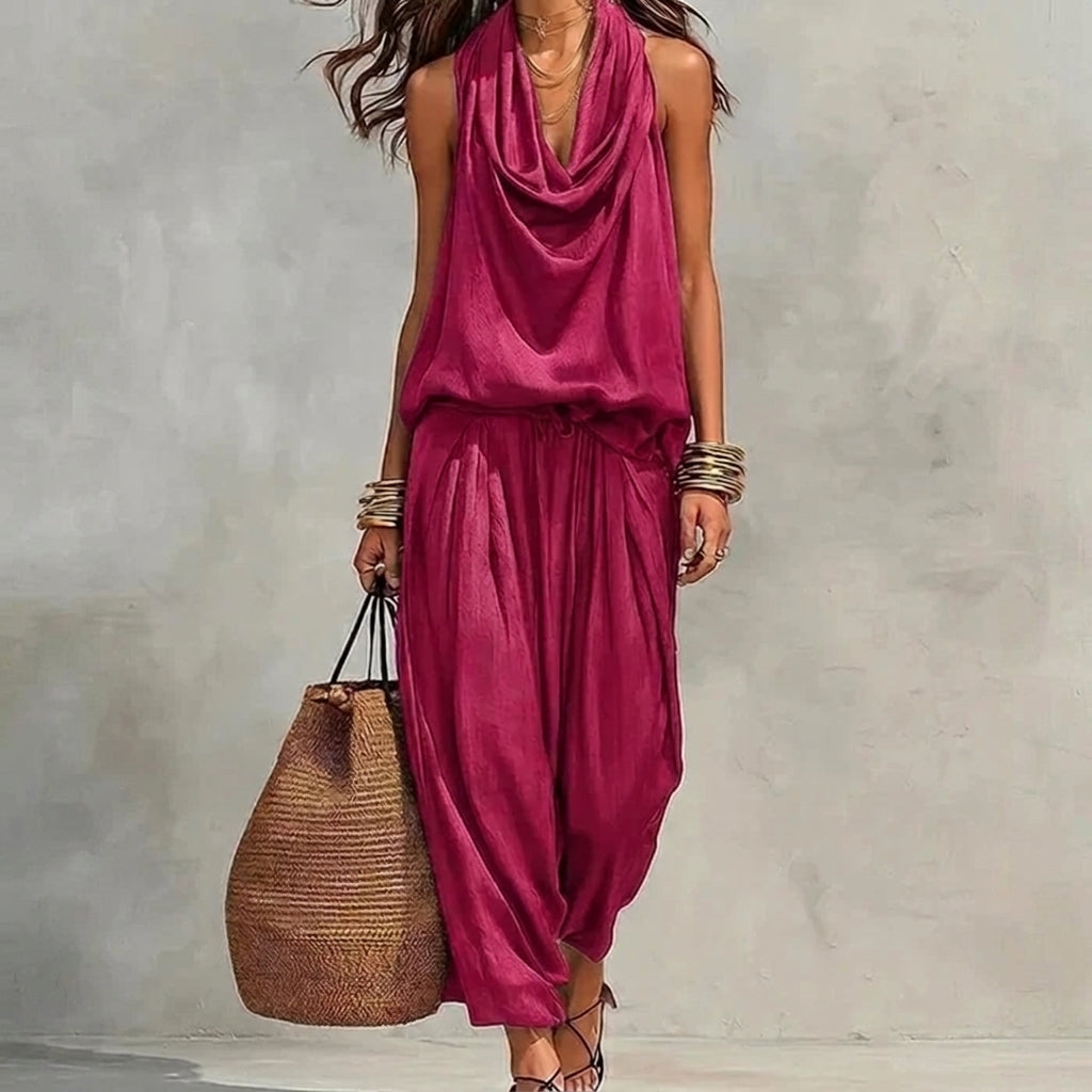 Amalia — Completo con top drappeggiato e pantaloni