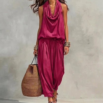 Amalia — Completo con top drappeggiato e pantaloni