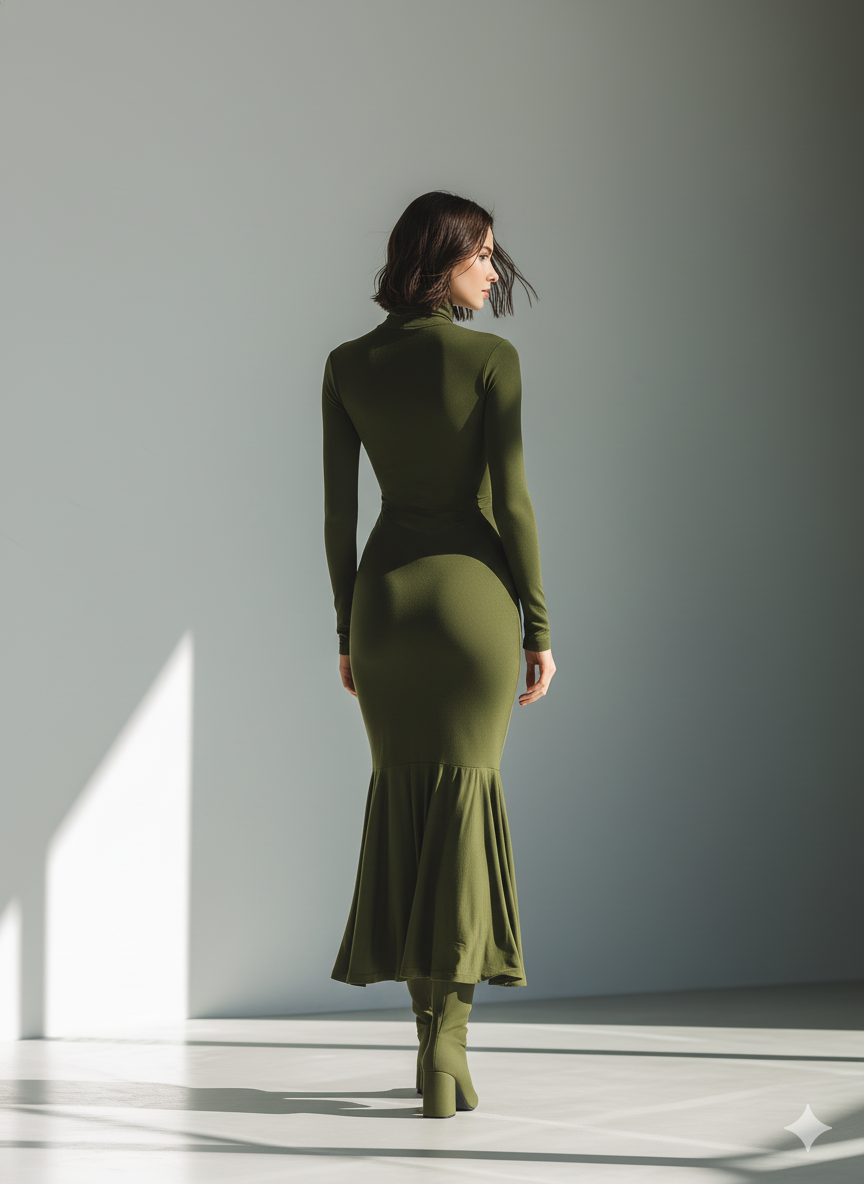 Gemma Maria — Abito lungo in maglia elasticizzata plissettato