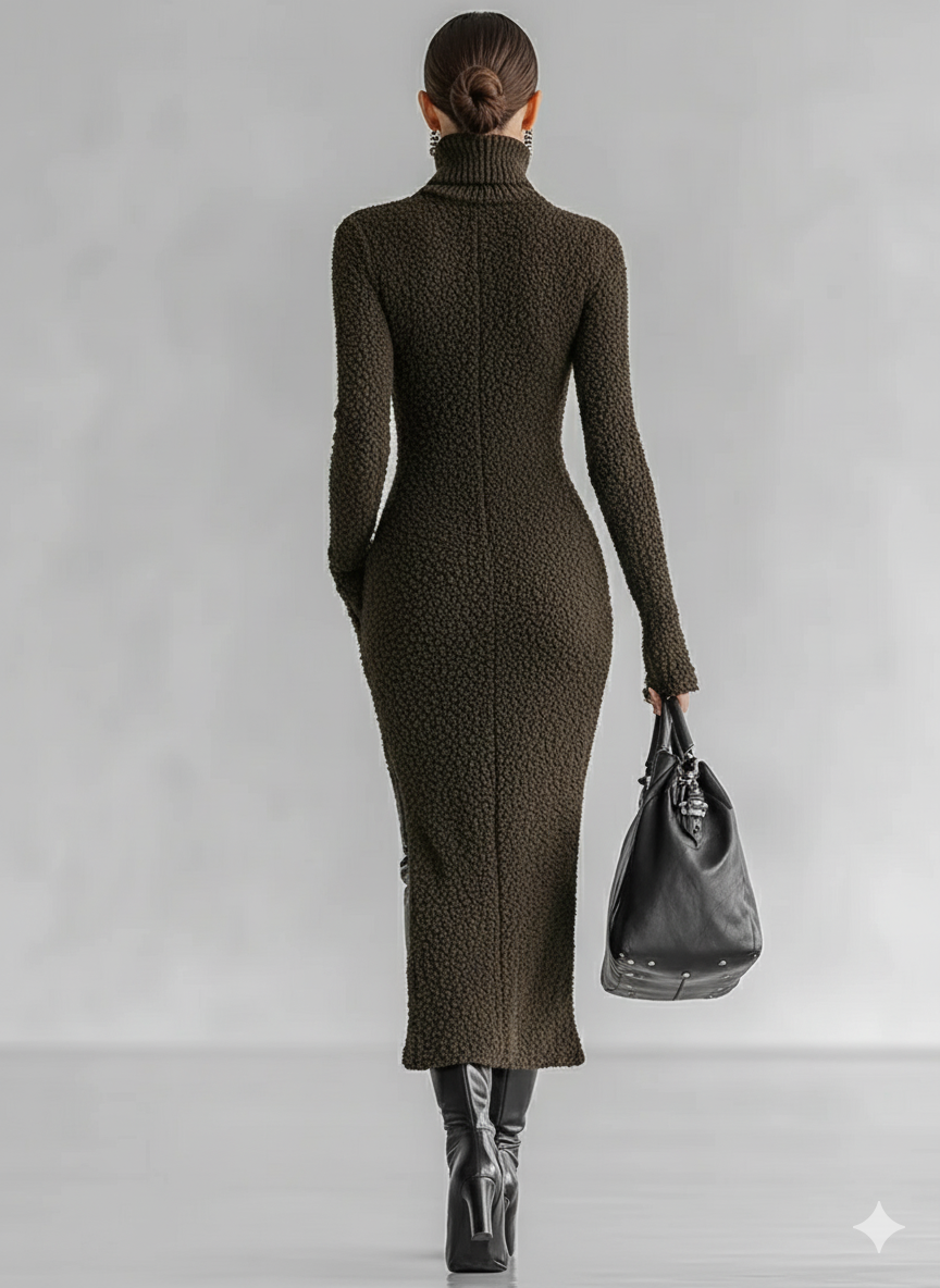 Floriana — Abito midi in maglia con collo alto
