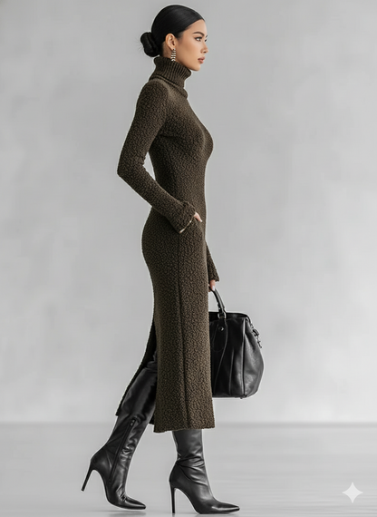 Floriana — Abito midi in maglia con collo alto