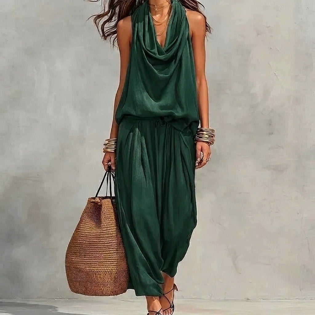 Amalia — Completo con top drappeggiato e pantaloni