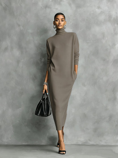 Laura — Abito midi in maglia con collo alto