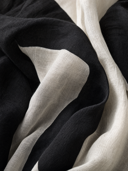 Isa — Abito camicia in cotone e lino geometrico