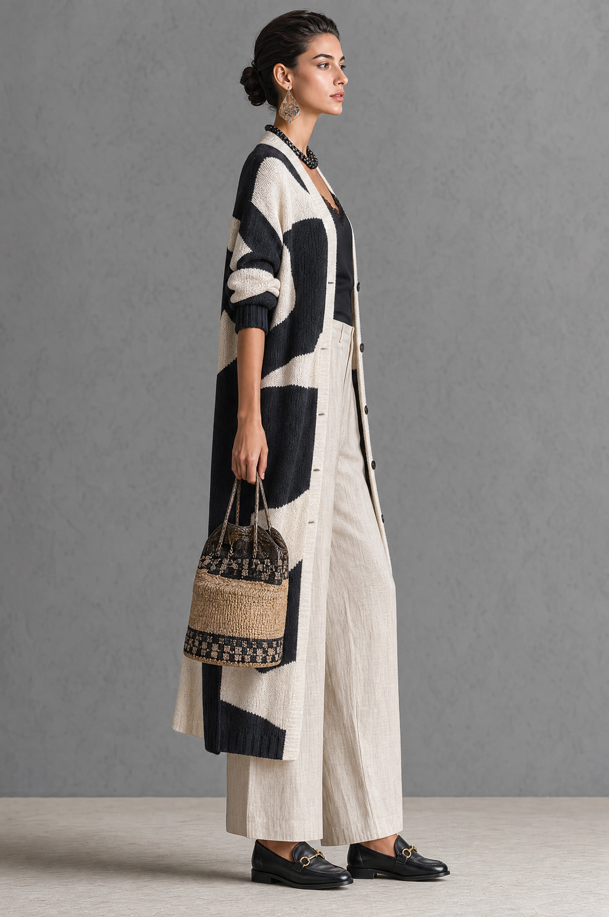 Amedea — Cardigan color block in jacquard