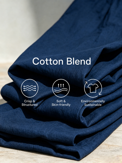 Assunta — Completo due pezzi in cotone a righe blu navy e bianco