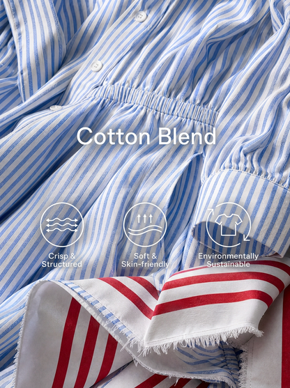 Bellarosa — Abito midi in cotone a righe blu