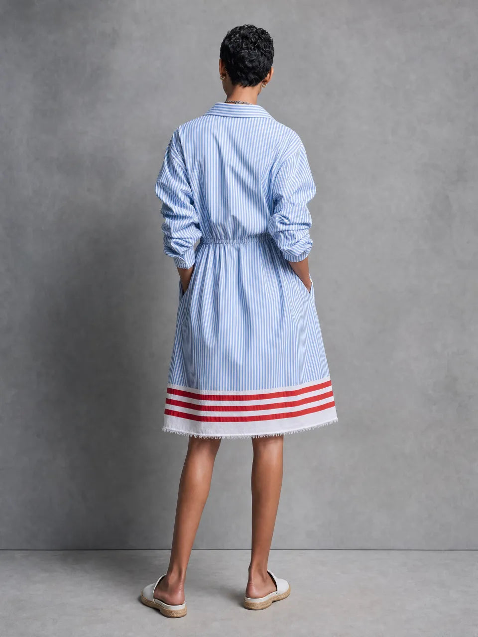 Bellarosa — Abito midi in cotone a righe blu